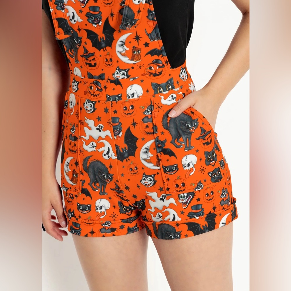 Trick or Treat Pumpkin Short Overalls